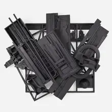 Mirror-Shadow V by Louise Nevelson, 1985, wood painted black, sold Apr 2024