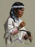 Young Crow Rider by Bettine Steinke, Pastel, sold Apr 2024
