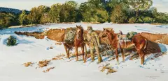 Taos Trapper in Pinion County by Robert Lougheed, Watercolor, sold Apr 2024