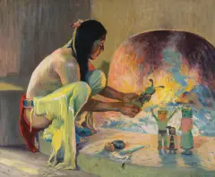 Kachina Doll Maker by Eanger Irving Couse, Oil on canvas, sold Apr 2024