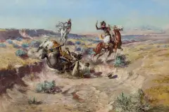 The Broken Rope by Charles Marion Russell, Oil on canvas, sold Apr 2024