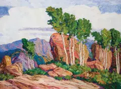 Summer in the Mountains by Birger Sandzén, 1923, oil on canvas, sold Apr 2024