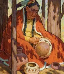 Pottery Painter by Tim Solliday, Oil on canvas, sold Apr 2024