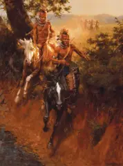 Pawnee Raiders by Andy Thomas, Oil on canvas, sold Apr 2024