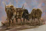 Longhorns by Robert Summers, Pastel, sold Aug 2024