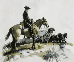 Buckskin Vacation by Frank B. Hoffman, Oil on canvas, sold Aug 2024