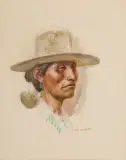 Man in Hat by Joe Beeler, Pastel, sold Aug 2024