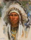 Chief Back Fat Blackfoot by Harley Brown, Pastel, sold Aug 2024
