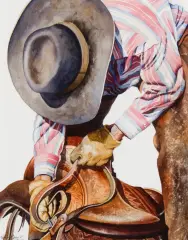 Old Worn Saddle by Nelson Boren, Watercolor, sold Aug 2024