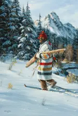 Winter Hunt by Gerry Metz, Oil on board, sold Aug 2024