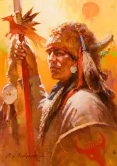 Medicine Bull by Roy Andersen, Oil on board, sold Aug 2024