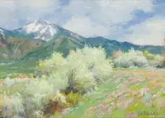 Plum Blossoms by Joseph Henry Sharp, Oil on board, sold Aug 2024
