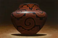 St. John’s Storage Jar by Rock Newcomb, Acrylic on board, sold Aug 2024