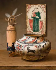 Saints, Ceremony and Symbolism by Rock Newcomb, Acrylic on board, sold Aug 2024