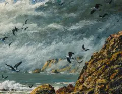 Seagulls by Bruce Nelson, Oil on board, sold Aug 2024