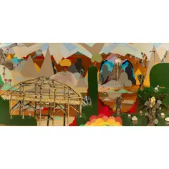 No Man's Land by Andrew Schoultz, 2004, mixed media on board, sold Jul 2026