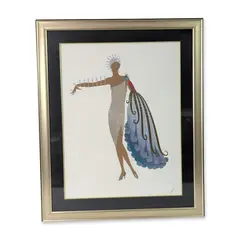 Untitled by Erté, serigraph with embossed metallic foil and pearl-like details on paper, sold Aug 2026