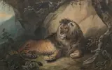 The Lion by William Huggins, Watercolour heightened with bodycolour, offered Jun 2019