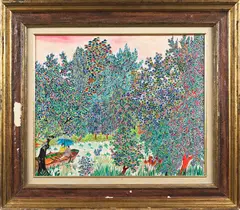 landscape by Michel Loeb, mixed media on board, sold Apr 2013