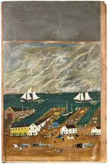 on paperboard New England coastal scene by John Orne Johnson Frost, oil, sold Apr 2013