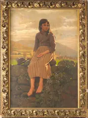 landscape with a young girl by John George Brown, oil on canvas, sold Jan 2013