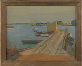 landscape depicting Langford Creek by Morris Hall Pancoast, oil on canvas, sold Jan 2013