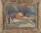 impressionist winter landscape by H. Cadwallader Jr., oil on board, sold Jan 2013