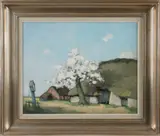 landscape with thatched cottages by Dirk Baksteen, oil on canvas, sold Jan 2013