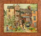 landscape with a flower shop by Jeanne Davies, oil on canvas, sold Jan 2013
