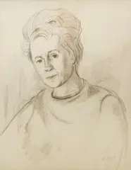 Portrait of a Woman by Joseph Floch, charcoal on paper, sold Nov 2024