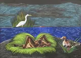 Untitled by Janet Cooling, 1980, pastel and colored pencil on black paper, sold Dec 2024