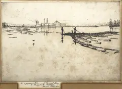 Untitled (Harbor Scene) by Hans Kleiber, etching, sold Jan 2025