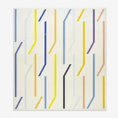 Pendualities (from the White Series) by Michael Loew, 1974, oil on canvas, sold Jan 2025