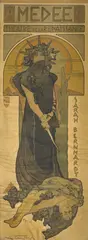 Medée (Medea) (Poster for a performance by Sarah Bernhardt at the Théâtre de la Renaissance, Paris) by Alphonse Mucha, 1898, lithograph, sold Jan 2025