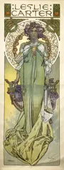 Leslie Carter by Alphonse Mucha, 1908, lithograph, sold Jan 2025