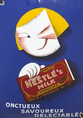 Nestle Milk Chocolate Enamel Sign by Paolo Garretto, enamel on steel, sold Jan 2025