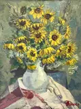 Untitled (Black-eyed Susans) by Albert Bela Bauer, oil on canvas, sold Feb 2025