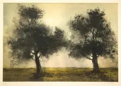 Untitled (Trees) by Kaiko Moti, etching, sold Feb 2025