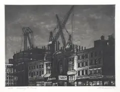 Rebuilding 8th Avenue by Frederick Mershimer, 1988, mezzotint, sold Feb 2025