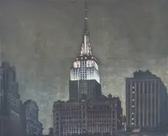 Untitled (Empire State Building) by Frederick Mershimer, 1985, mezzotint, sold Feb 2025