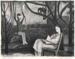 Swing At Dusk by Will Barnet, lithograph, sold Feb 2025