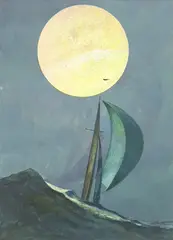 Untitled (Sailboat) by William Thomson, acrylic on paper, sold Feb 2025