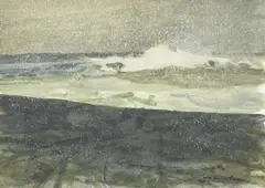 Seascape by William Thomson, mixed media on paper, sold Feb 2025