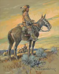 Free Trapper by Nick Eggenhofer, watercolor on paper, sold Nov 2024