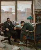 Bringing Out the Truth by Wilhelm Heinrich Detlev Körner, 1925, oil on canvas, sold Nov 2024