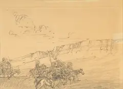 Moving On by Edgar Alwin Payne, pencil on paper, sold Nov 2024