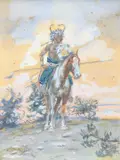 Cheyenne Warrior by Charles Marion Russell, 1908, gouache and watercolor on paper, sold Nov 2024