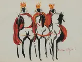 Les rois mages by Hassan El Glaoui, Encre et aquarelle sur papier, sold Jun 2015