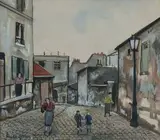 Montmartre, une rue by Lucien Génin, Gouache, sold Jun 2015