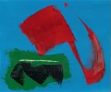 Composition fond bleu by Gérard Ernest Schneider, 1968, Gouache vernissée sur papier, sold Jun 2015